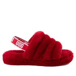 ❤️ NEW UGG FLUFF YEAH SLIDE SANDAL SLIPPERS RED SIZE 8 UGGS SANDALS
